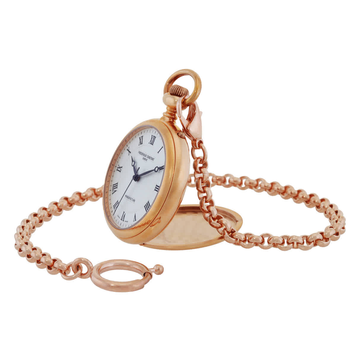 Frederique Constant Manufacture Silver Dial Rose Gold Stainless Steel Pocket Watch FC-700MC6PW4