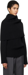 ALAINPAUL Black Covered Shoulders Turtleneck