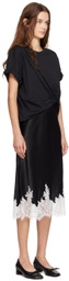 3.1 Phillip Lim Black Draped T-Shirt Slip Combo Midi Dress