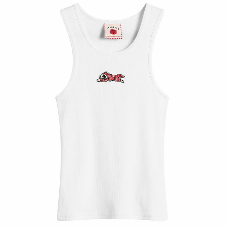 Photo: ICECREAM Women's Beaded Running Dog Ribbed Vest Top in White