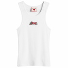 ICECREAM Women's Beaded Running Dog Ribbed Vest Top in White