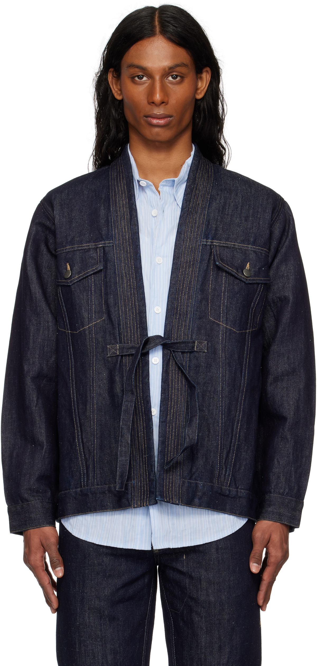 Maharishi Navy 6059 Maha Hemp Denim Kimono Jacket Maharishi