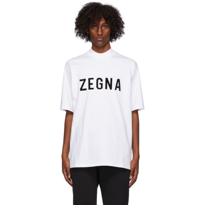 Photo: Fear of God Ermenegildo Zegna White Oversized Logo T-Shirt
