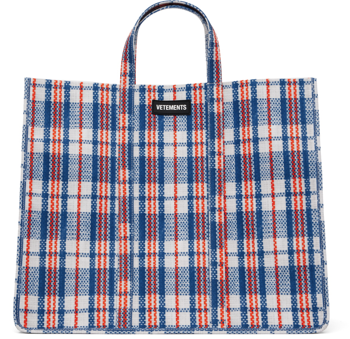 VETEMENTS Blue Barbes Shopper Tote