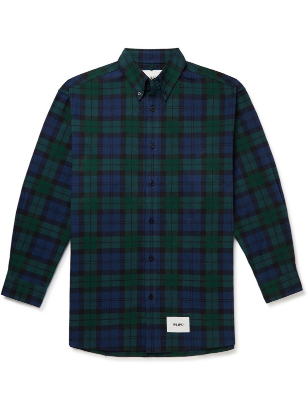 Photo: WTAPS - Button-Down Collar Checked Cotton-Flannel Shirt - Green