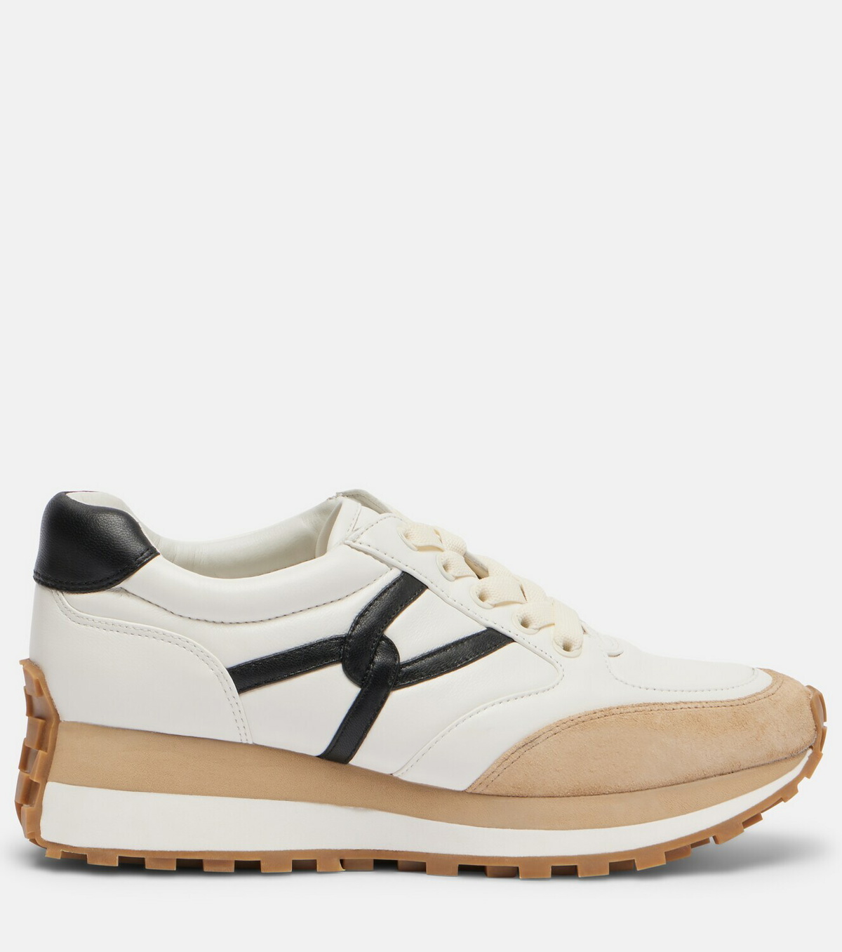 Veronica Beard Valentina suede-trimmed leather sneakers