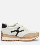 Veronica Beard Valentina suede-trimmed leather sneakers