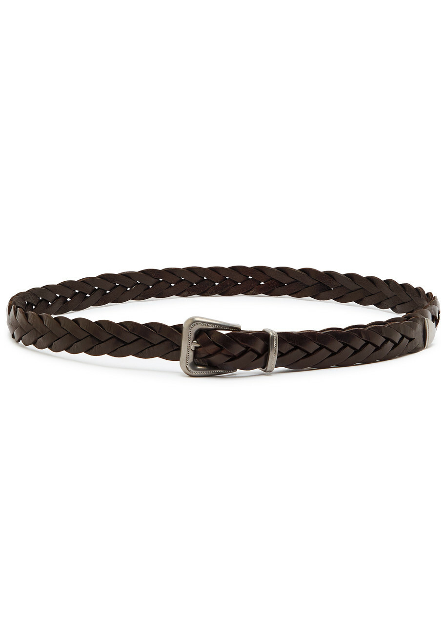 Brunello Cucinelli Braided Leather Belt Chocolate