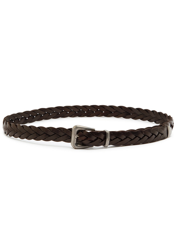 Photo: Brunello Cucinelli Braided Leather Belt Chocolate
