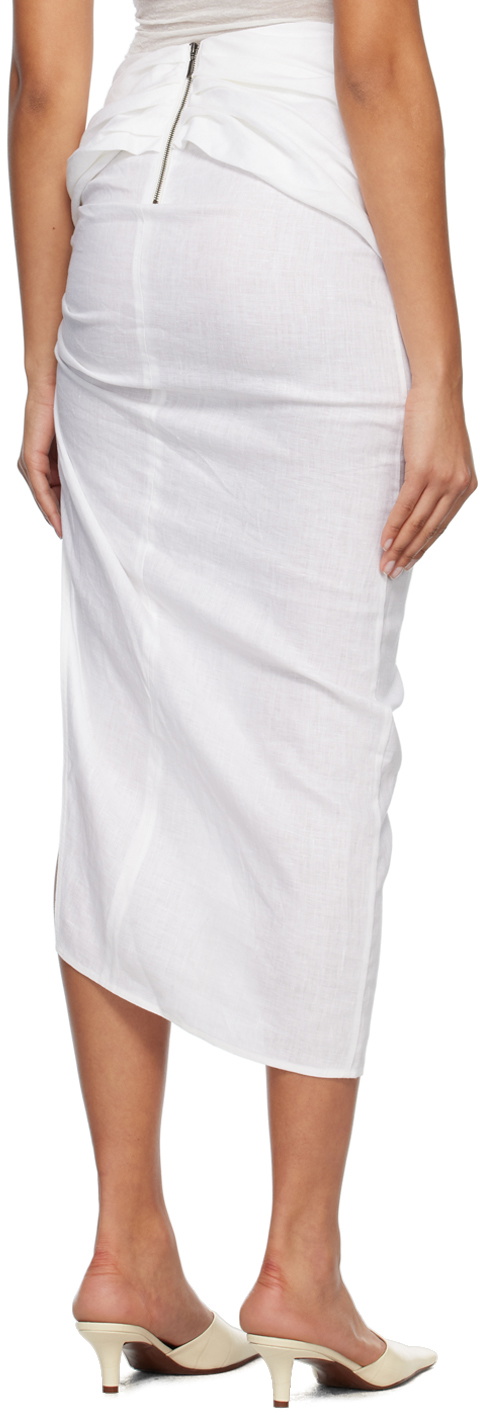 Subtle Le Nguyen White Gathered Midi Skirt