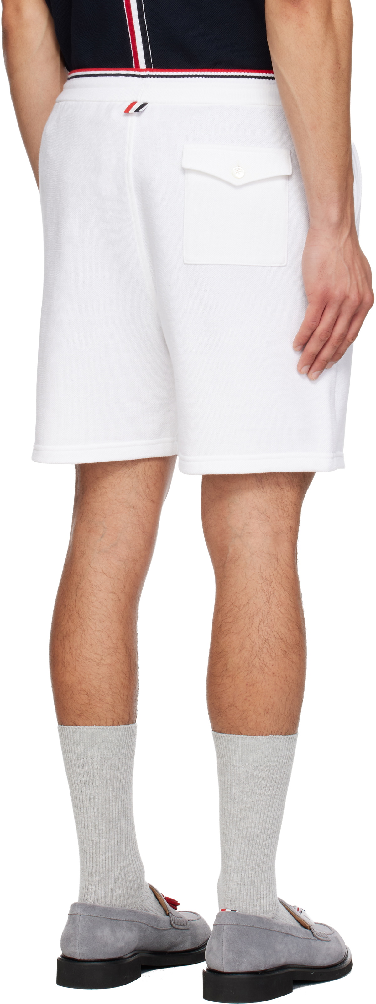 Thom Browne White Pique Loopback Sweat Shorts