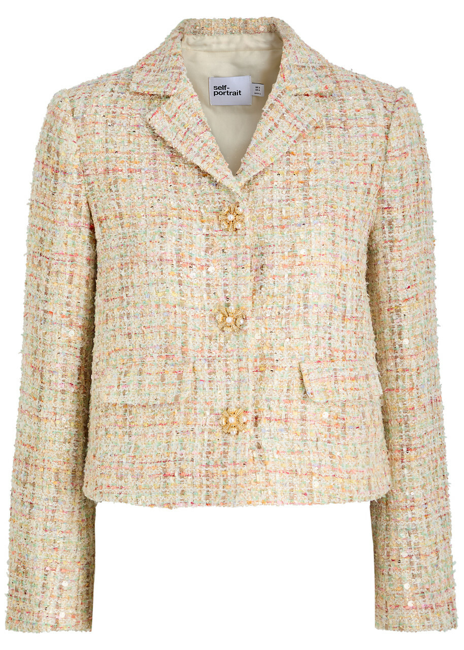ジャケット SELF PORTRAIT Boucle fabric blazer with jewel buttons Self-portrait Embellished Bouclé Tweed Jacket Pastel Self