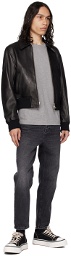 AMI Alexandre Mattiussi Black Zipped Leather Jacket