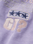 Guess USA - Logo-Embroidered Distressed Cotton-Jersey Sweatshirt - Purple
