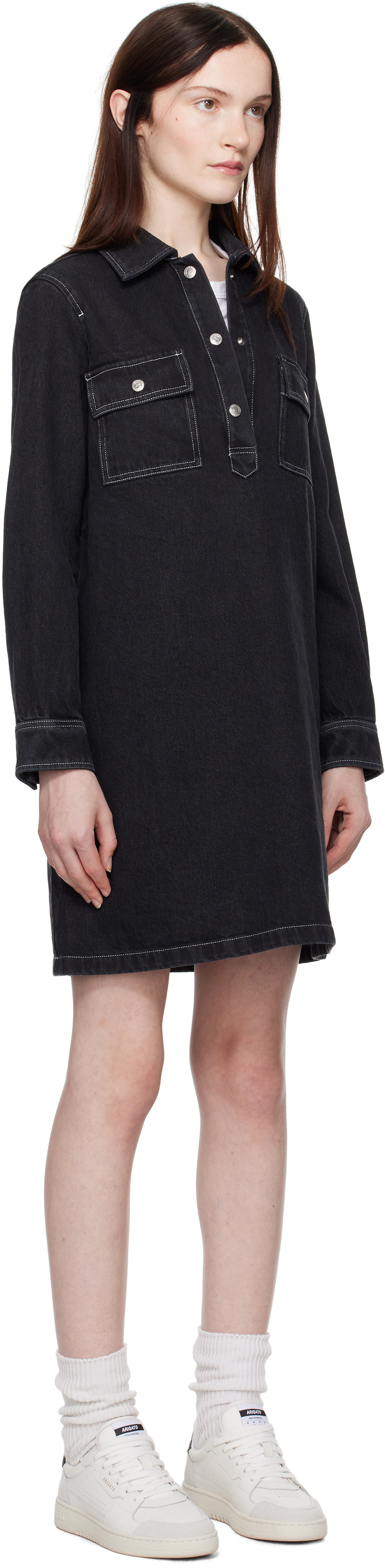 A.P.C. Black Mia Denim Minidress A.P.C. A.P.C. Black Mia Denim Minidress A.P.C.