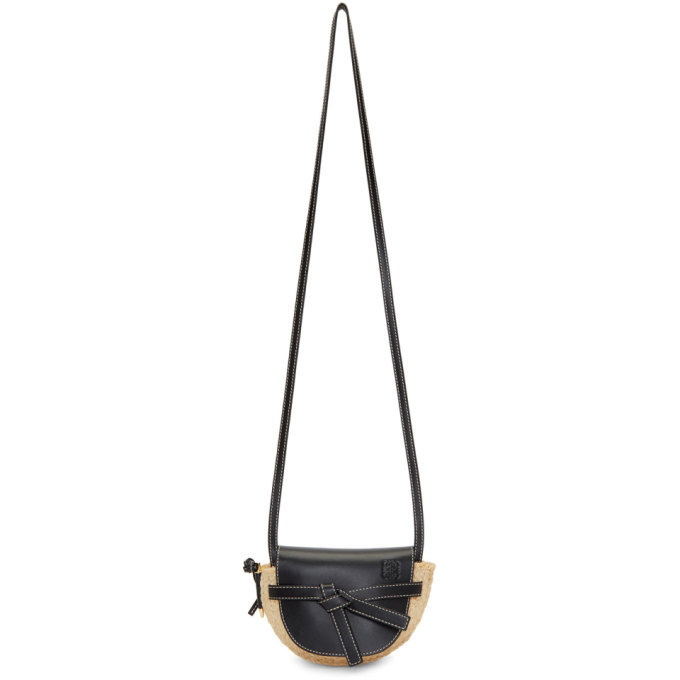 Loewe Black Mini Raffia Gate Bag