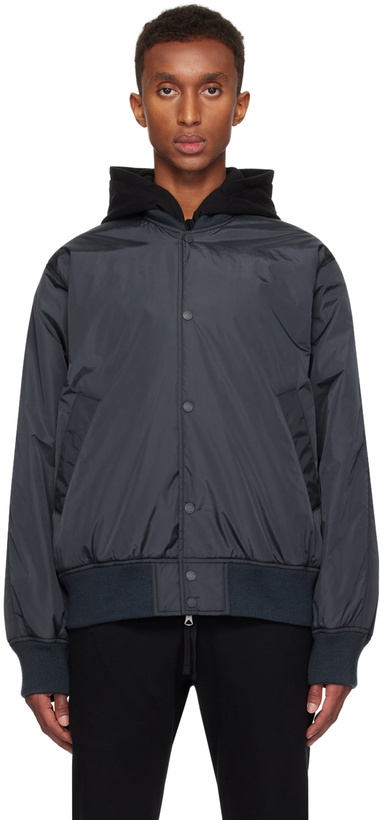 Photo: Reigning Champ Navy ECONYL Satin Nylon Stadium Jacket