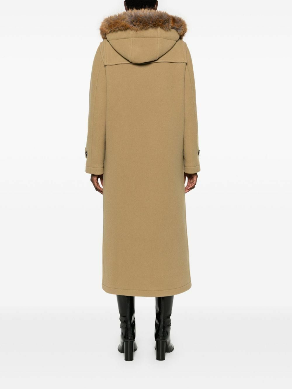 Burberry Brown Faux-Fur Trim Wool Coat Burberry