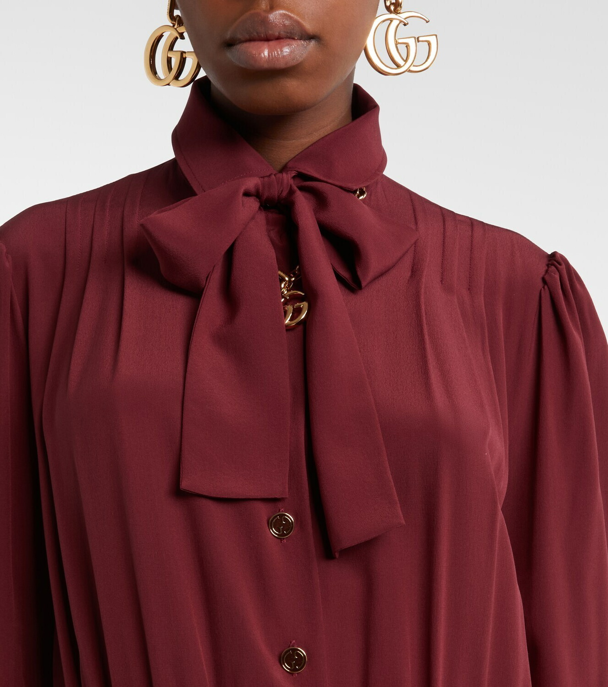 Gucci Pleated silk crêpe de chine midi dress