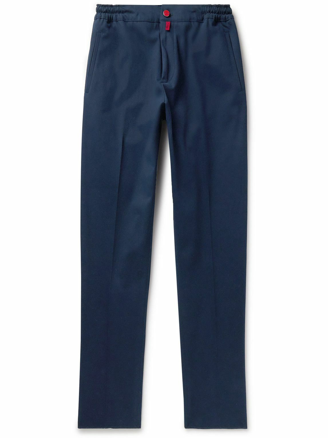 Cotton jersey straight pants in blue - Kiton
