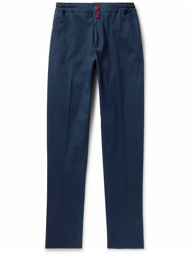 Photo: Kiton - Straight-Leg Cotton-Blend Twill trousers - Blue