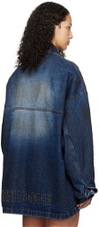 We11done Blue Smudged Denim Jacket