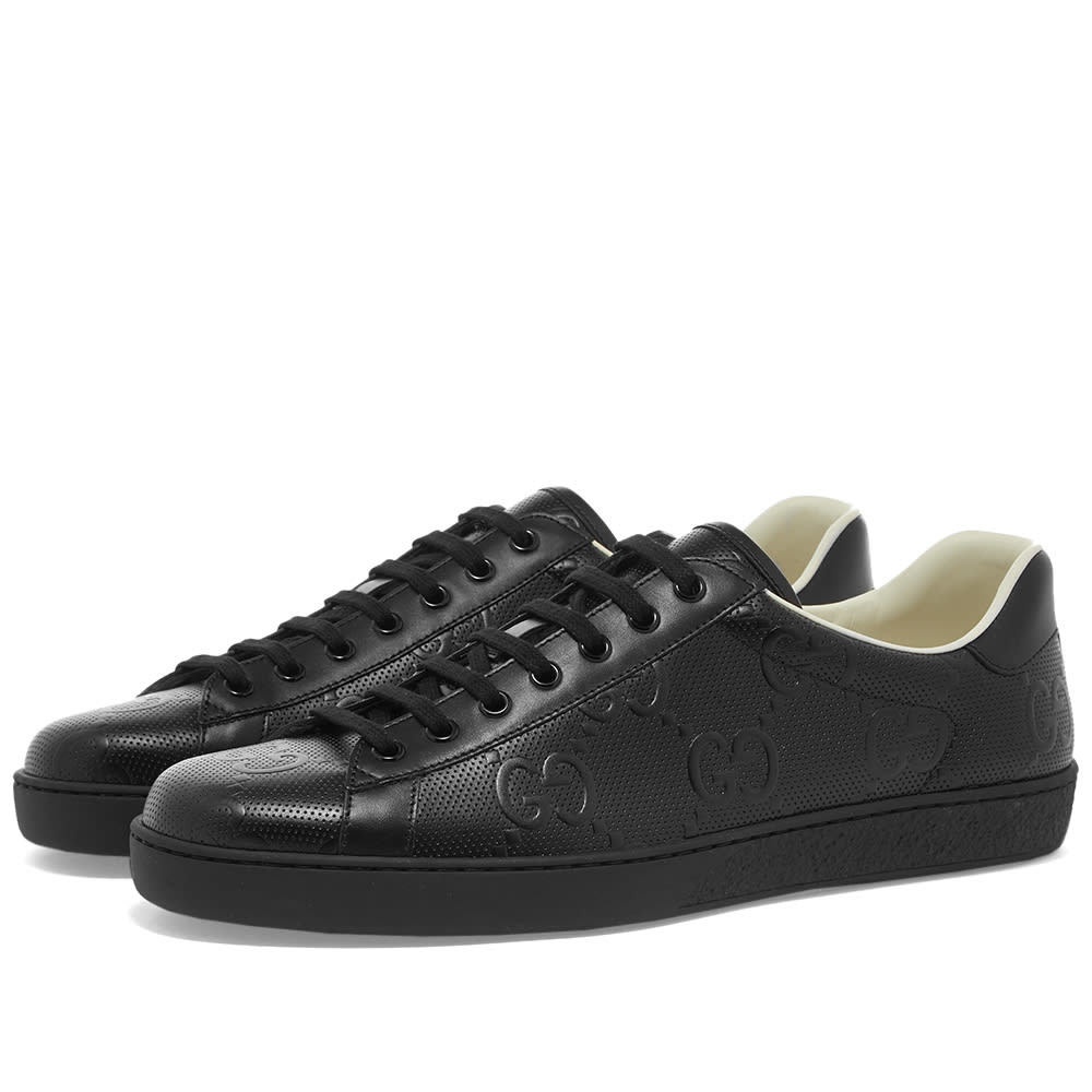 Photo: Gucci Perforated GG Embossed New Ace Leather Sneaker