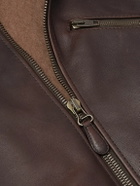 CELINE - Leather Bomber Jacket - Brown
