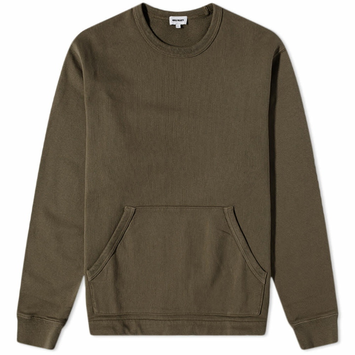 Photo: Norse Projects Men's Fraser Tab Series Crew Sweat in Ivy Green