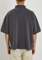 Agolde Curren Piqué Cotton Polo Shirt Charcoal