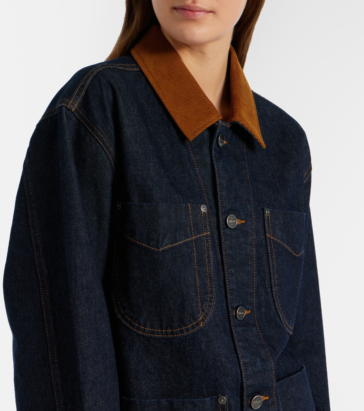 Khaite Wyatt corduroy-trimmed denim jacket