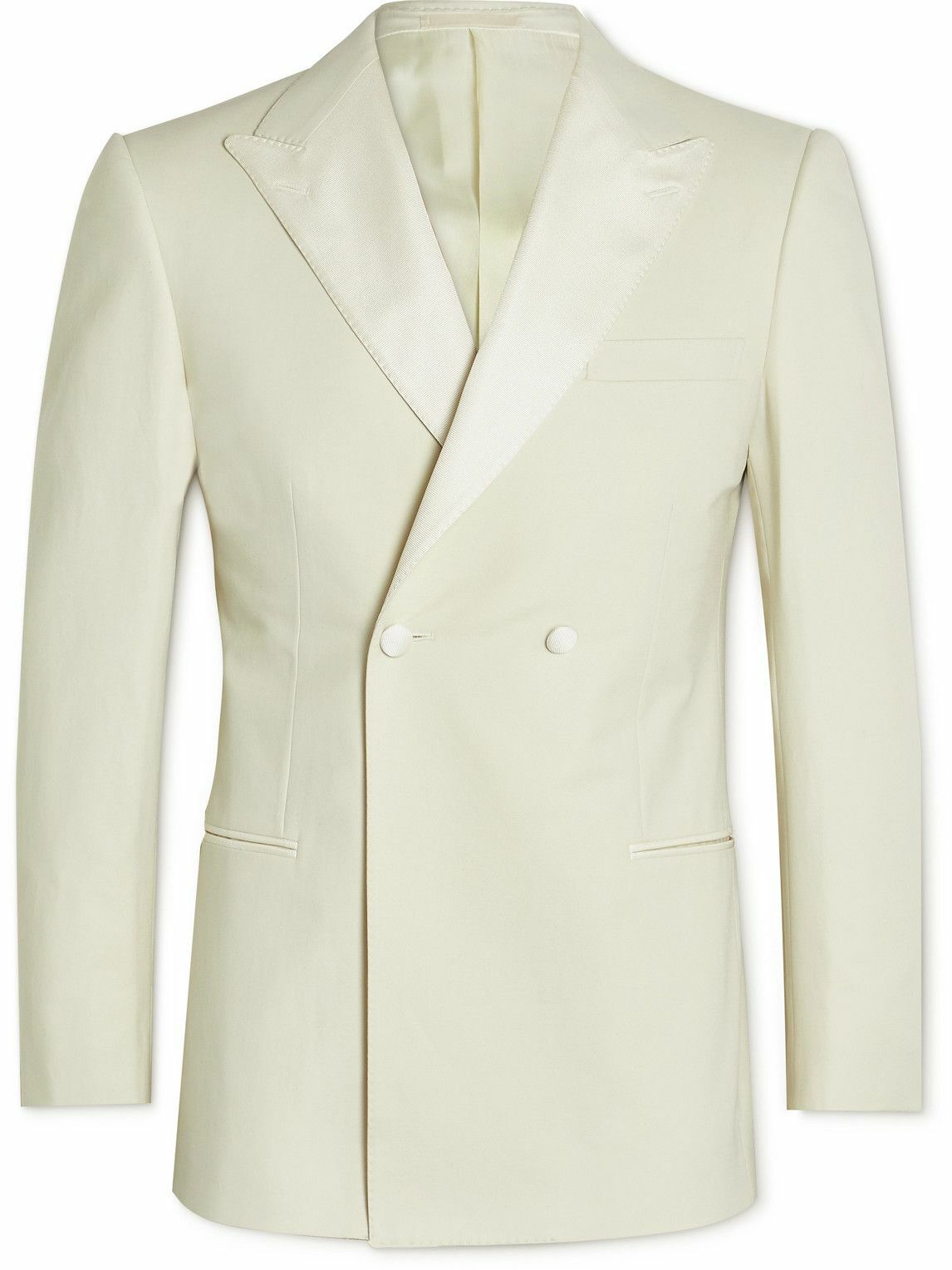 Kingsman - Double-Breasted Cotton-Blend Twill Tuxedo Jacket - Neutrals ...