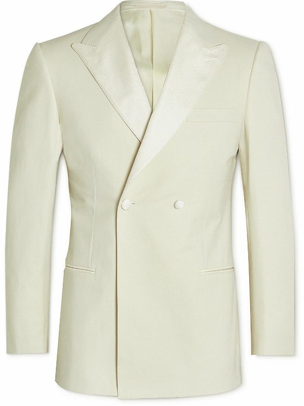 Photo: Kingsman - Double-Breasted Cotton-Blend Twill Tuxedo Jacket - Neutrals