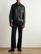 Versace - Slim-Fit Full-Grain Leather Blouson Jacket - Black