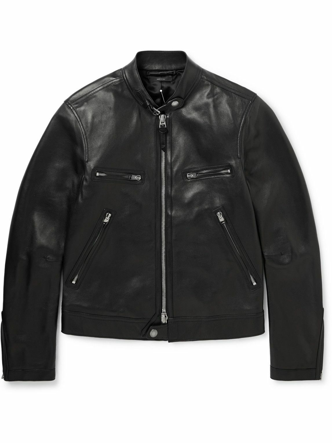 TOM FORD - Slim-Fit Full-Grain Leather Biker Jacket - Black TOM FORD