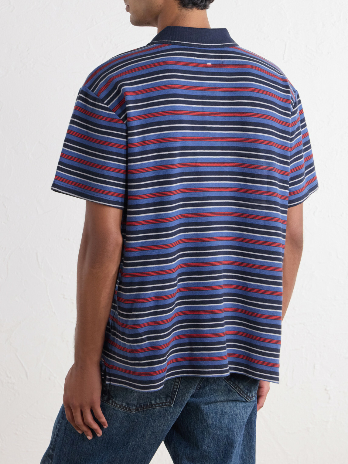 Rag & Bone - Striped Cotton-Piqué Polo Shirt - Blue