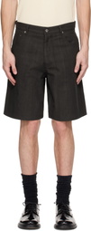Small Talk Studio Brown 5-Pocket Sumi-Dyed Canvas Shorts