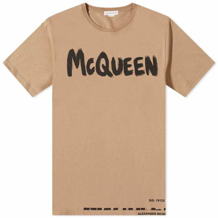 Photo: Alexander McQueen Men's Grafitti Logo T-Shirt in Beige/Mix