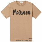 Alexander McQueen Men's Grafitti Logo T-Shirt in Beige/Mix