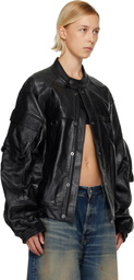Martine Rose Black Bumbag Leather Jacket