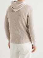 Brunello Cucinelli - Slim-Fit Ribbed Cotton Hoodie - Neutrals