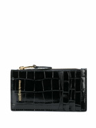 ALEXANDER MCQUEEN - Skull Embossed Croc Leather Zip Card Holder