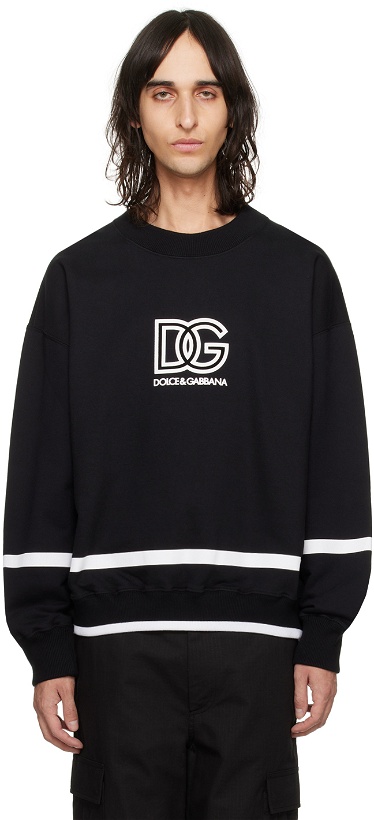Photo: Dolce & Gabbana Black Striped Sweatshirt