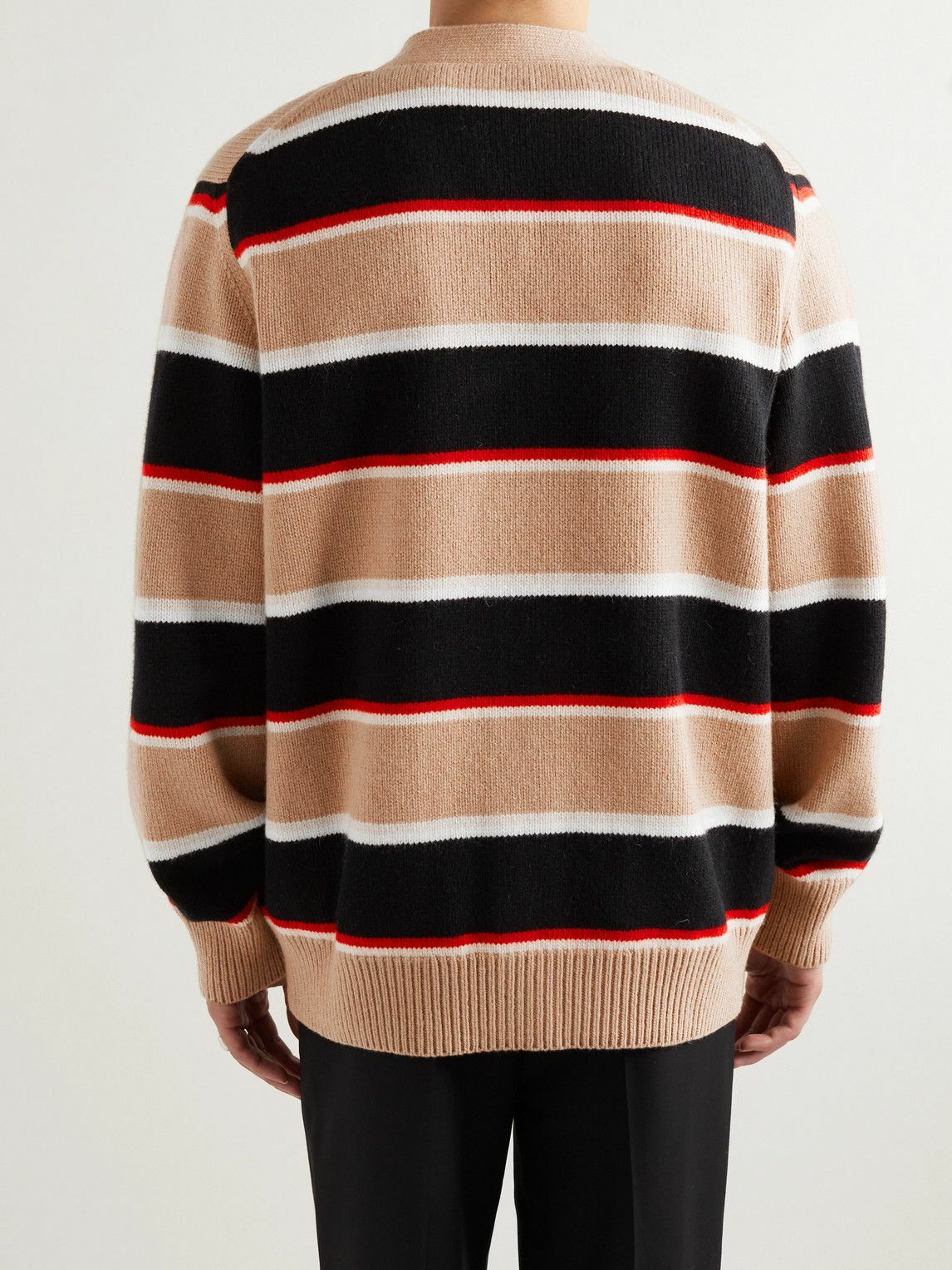 Burberry ロゴ スウェット カーディガン 90年台 アメリカ製 Burberry - Logo-Embroidered Striped Wool and Cashmere-Blend