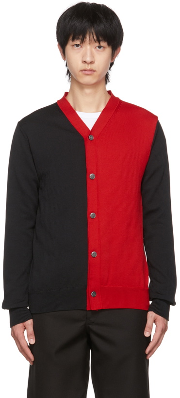 Photo: Comme des Garçons Shirt Black & Red Knit Cardigan