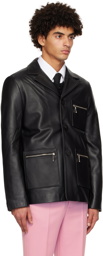 Ernest W. Baker Black Three Pocket Leather Jacket