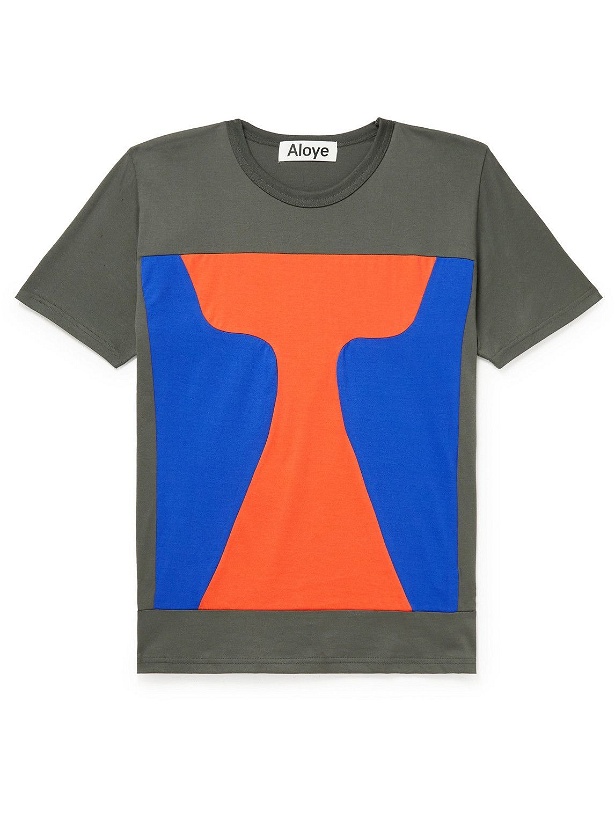 Photo: Aloye - Colour-Block Panelled Cotton-Jersey T-Shirt - Gray