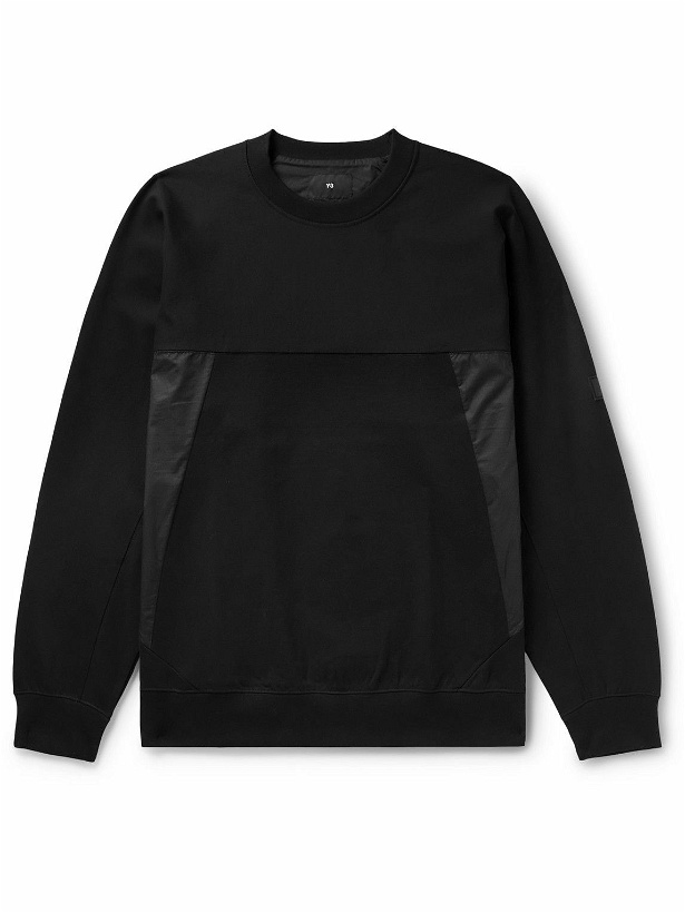 Photo: Y-3 - Panelled Organic Cotton-Blend Jersey and Ripstop Sweatshirt - Black