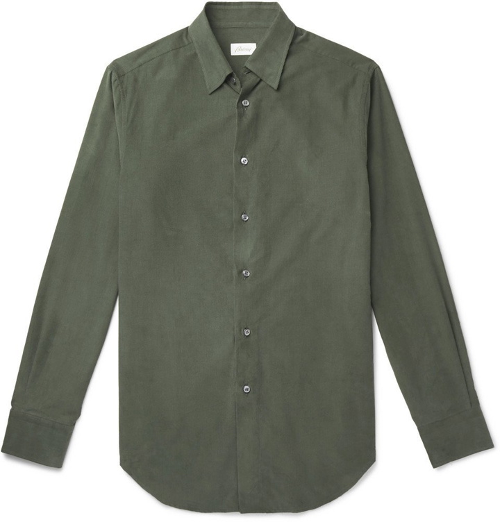 Photo: Brioni - Cotton-Corduroy Shirt - Green