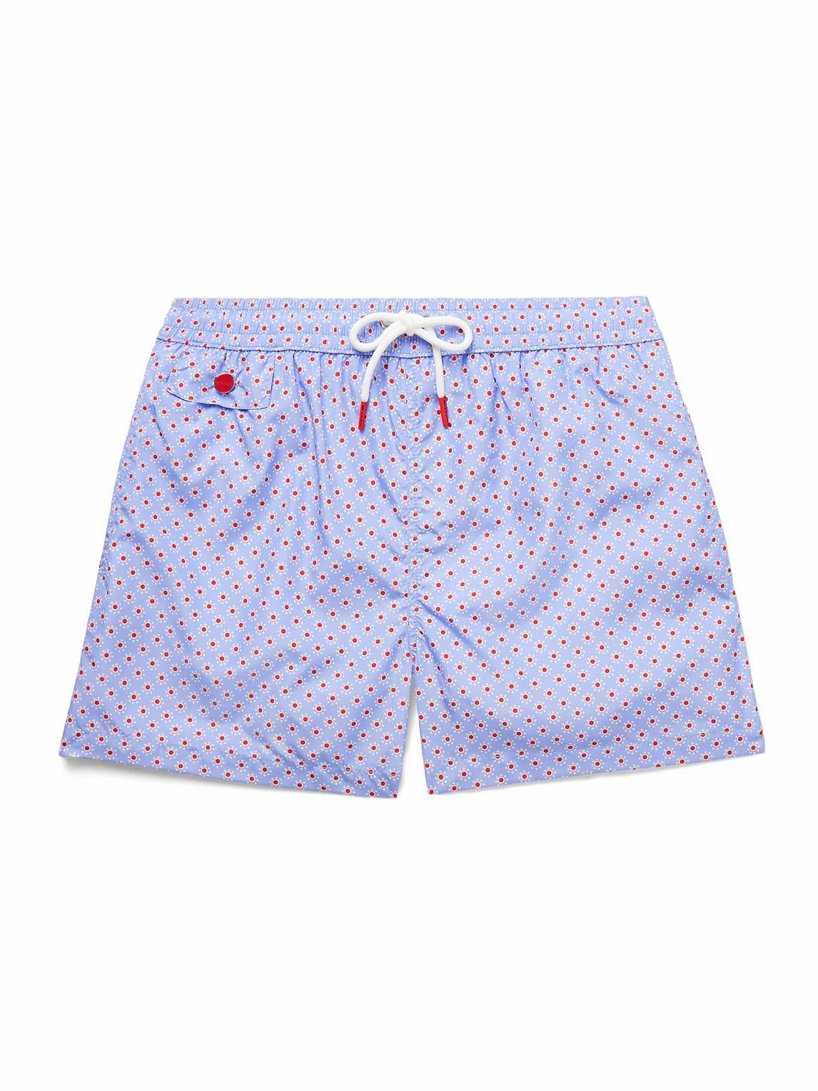 Kiton - Straight-Leg Mid-Length Printed Swim Shorts - Blue